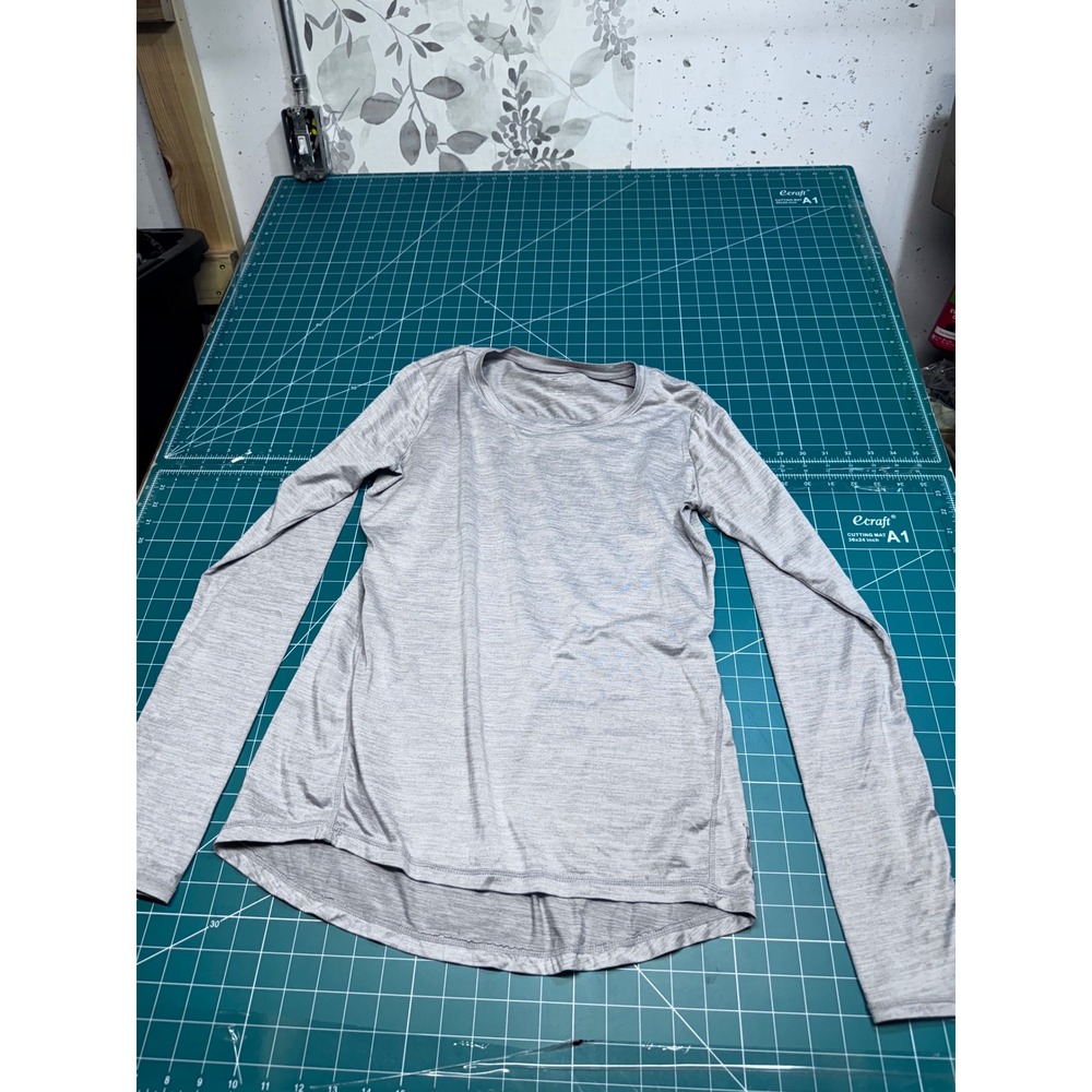 Head Womens Gray Space Dye Long Sleeve Activewear Top Size Medium Crew Neck